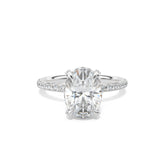 Oval Solitaire with Hidden Halo and Diamond Band